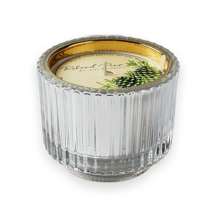 Paper Source Roland Pine Ribbed Glass Candle