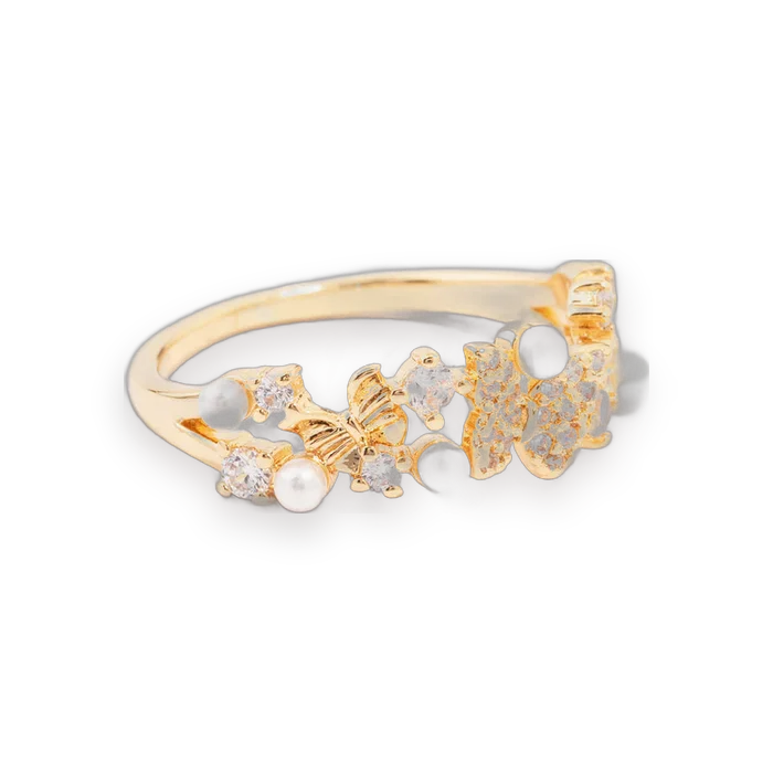 Lovisa Gold Plated Butterfly Pearl Band Ring